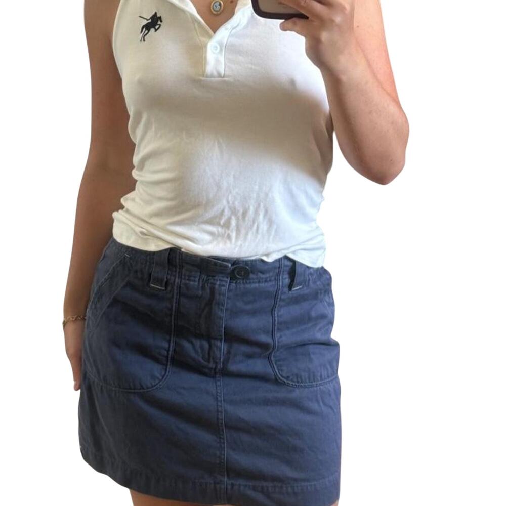 Navy denim mini skort with